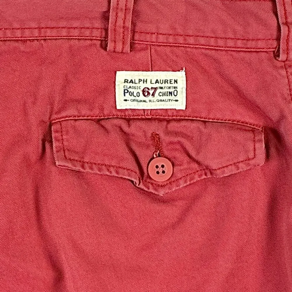 VTG Polo Ralph Lauren Cargo Shorts Mens 36 Coral Pink Twill Baggy Preppy Y2K
